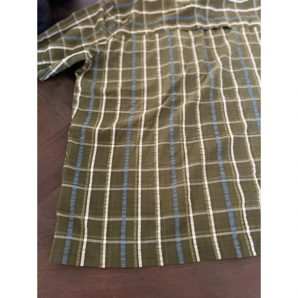 Woolrich Green Plaid‎ Men Short Sleeve Button Shirt Size XL Fishing Pocket
